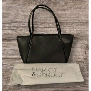 Market & Spruce Shoulder Bag Tote Purse W/ Dust Bag Faux Leather Black Market